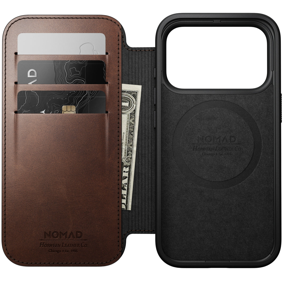Nomad iPhone 17 Pro/iPhone 18 Pro Etui Modern Leather Folio Horween Rustic Brown