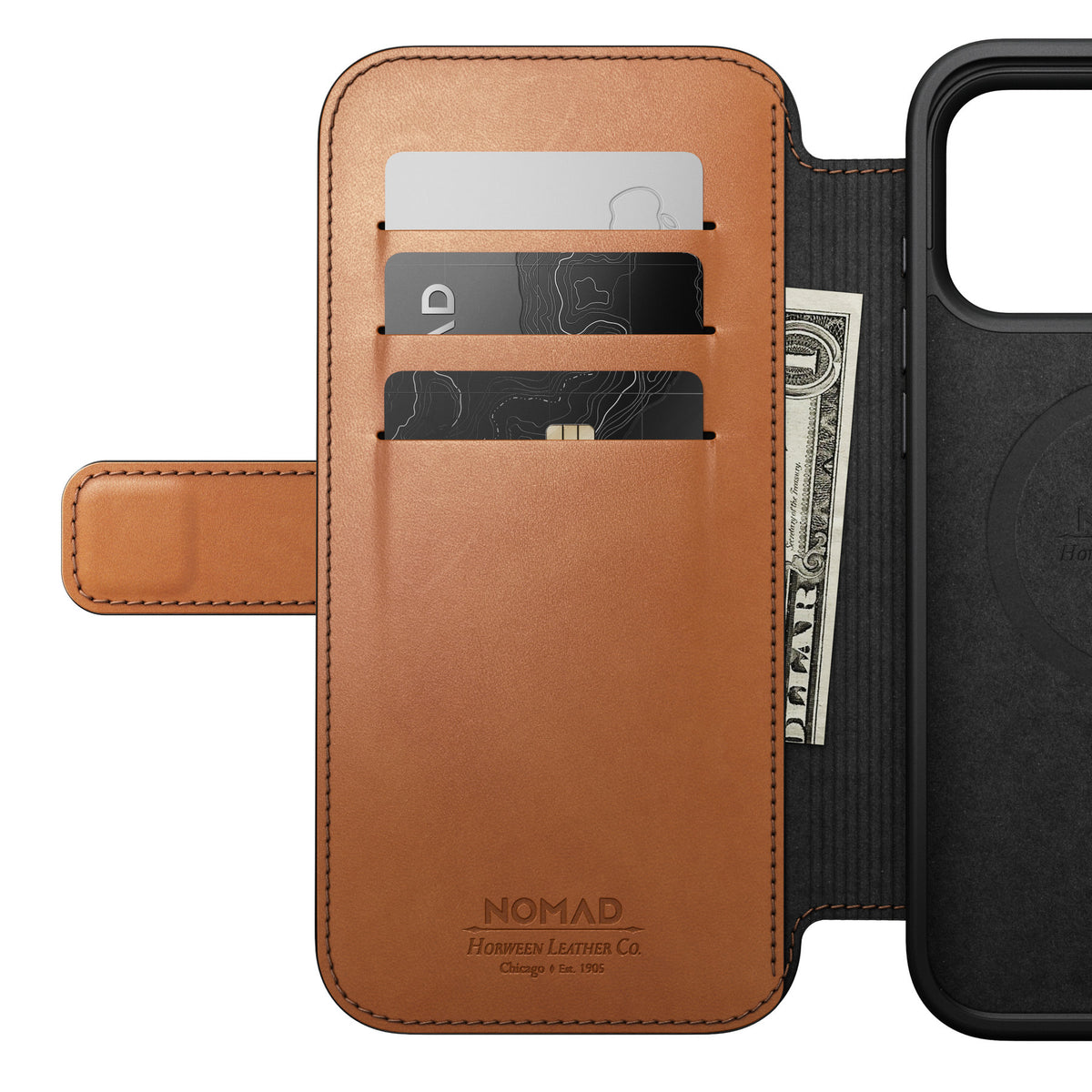 Nomad iPhone 17 Pro Max/iPhone 18 Pro Max Etui Modern Leather Folio Horween Saddle