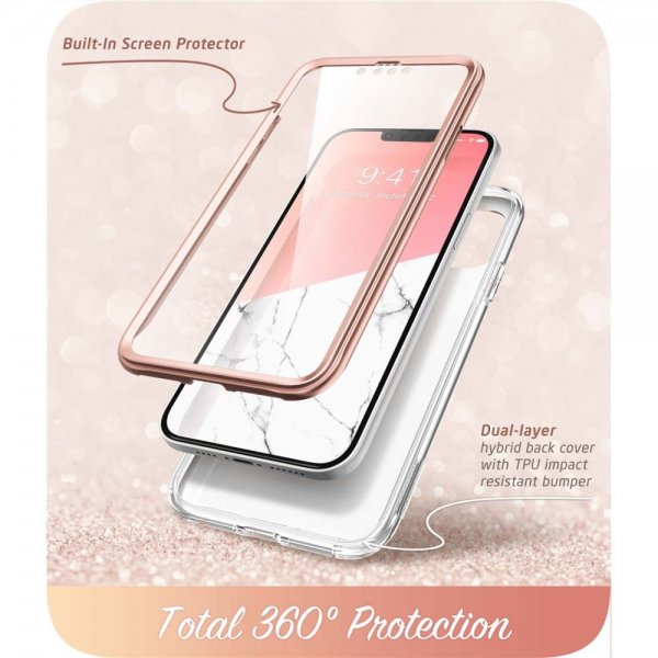 Supcase iPhone 14 Plus Deksel Cosmo Pink Marble