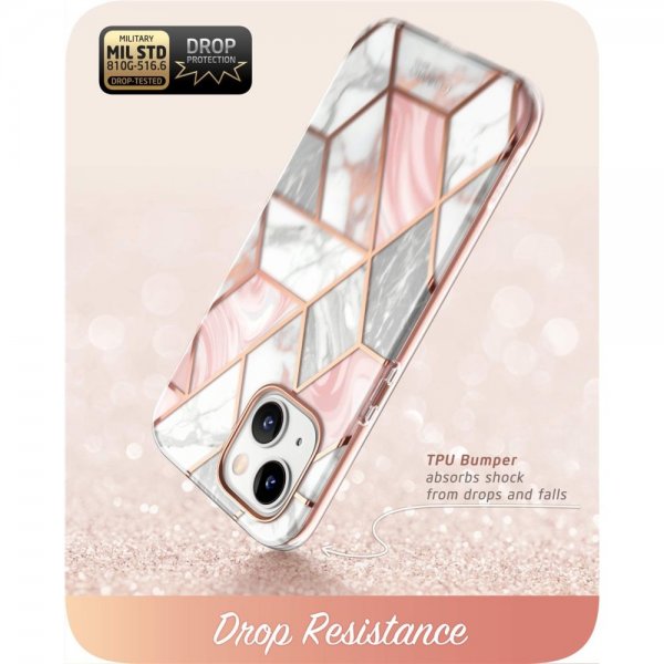 Supcase iPhone 14 Plus Deksel Cosmo Pink Marble