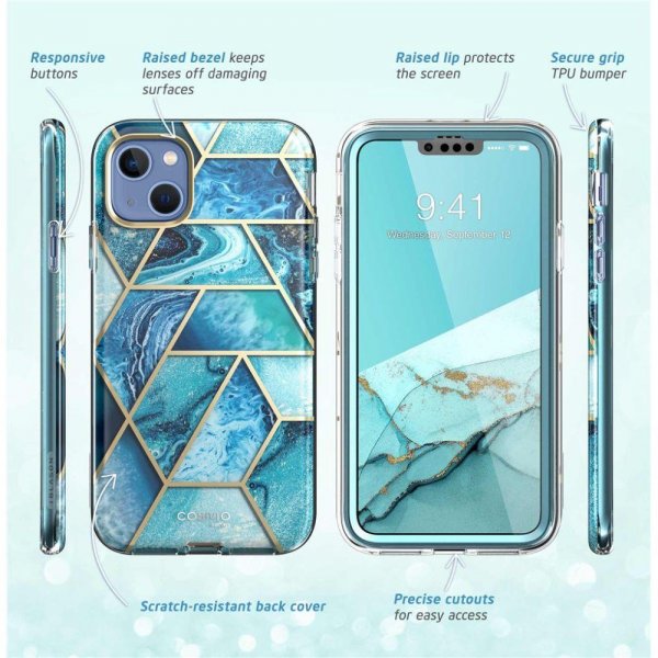 Supcase iPhone 14 Plus Deksel Cosmo Blue Marble