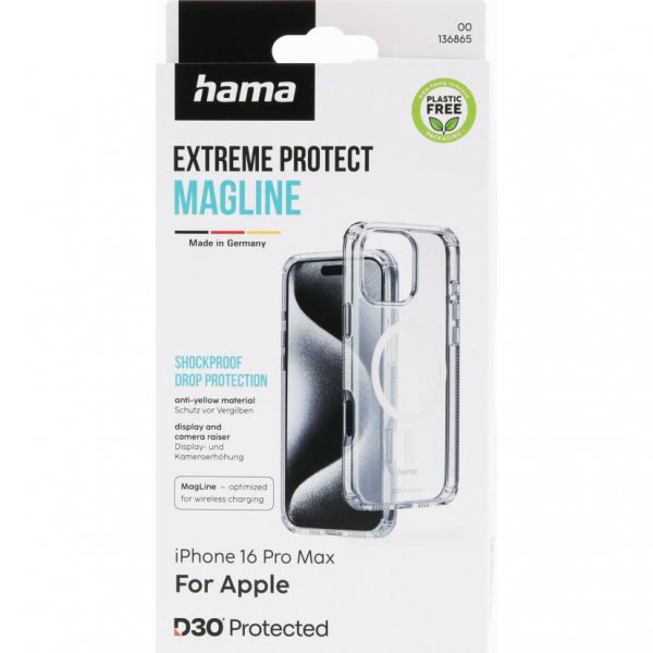 Hama iPhone 16 Pro Max Deksel Extreme Protect MagLine Transparent