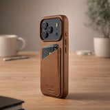 Mujjo iPhone 17 Pro Deksel Full Leather Wallet Case MagSafe Tan