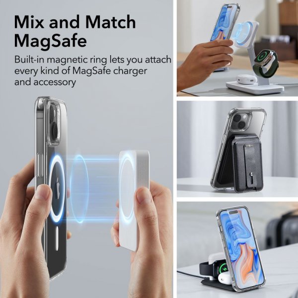ESR iPhone 15 Deksel Classic Hybrid HaloLock Transparent