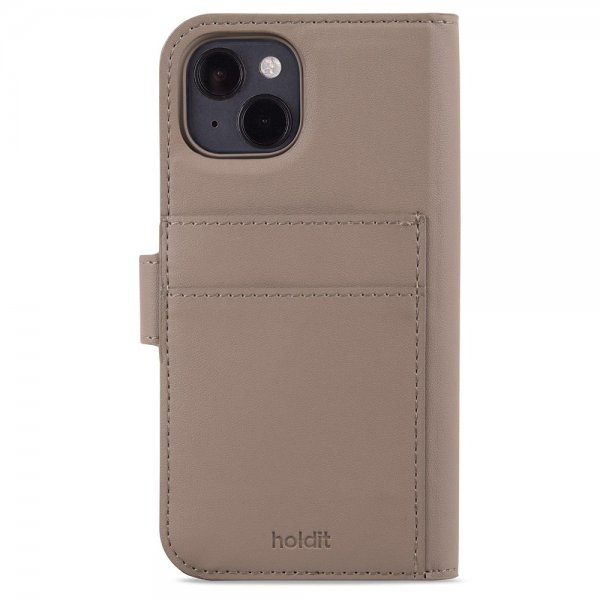 holdit iPhone 13/iPhone 14 Etui Wallet Case Magnet Plus Mocha Brown