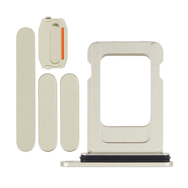 Knapper og SIM-kortholder til iPhone 15 og 15 Plus - Gul