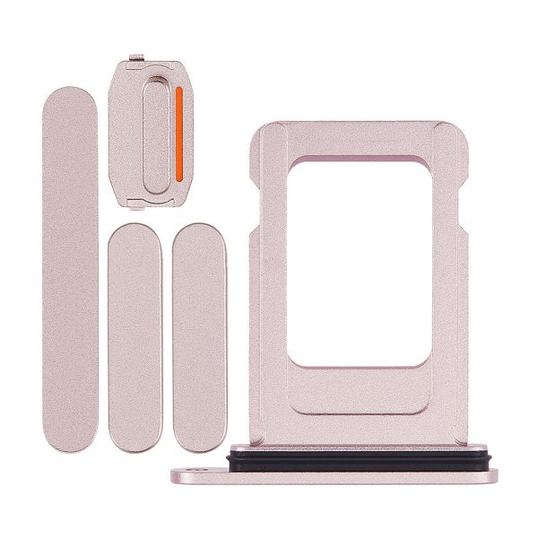Knapper og SIM-kortholder for iPhone 15 og 15 Plus - rosa