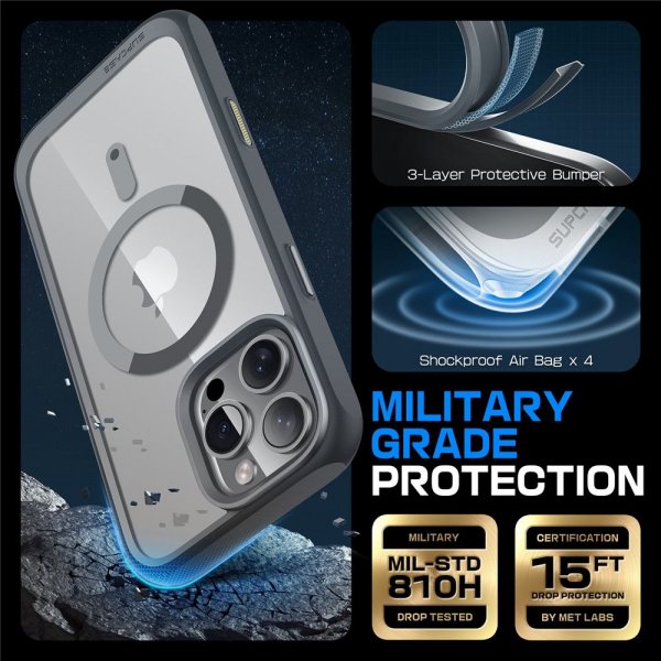 Supcase iPhone 16 Pro Max Deksel UB Mag Grå