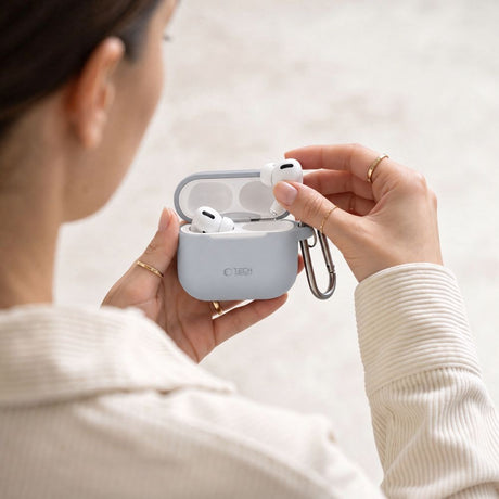 Tech-Protect AirPods 4 Deksel Silicone Hook Grå