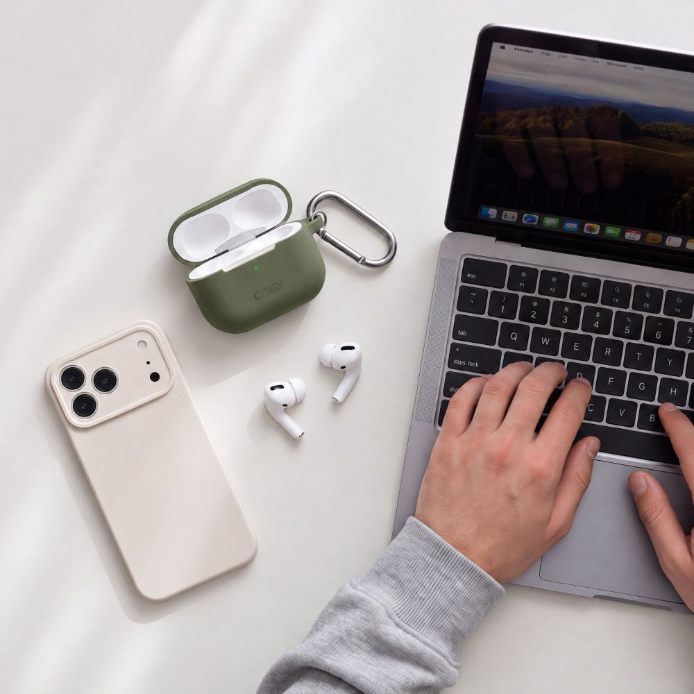 Tech-Protect AirPods 4 Deksel Silicone Hook Grønn