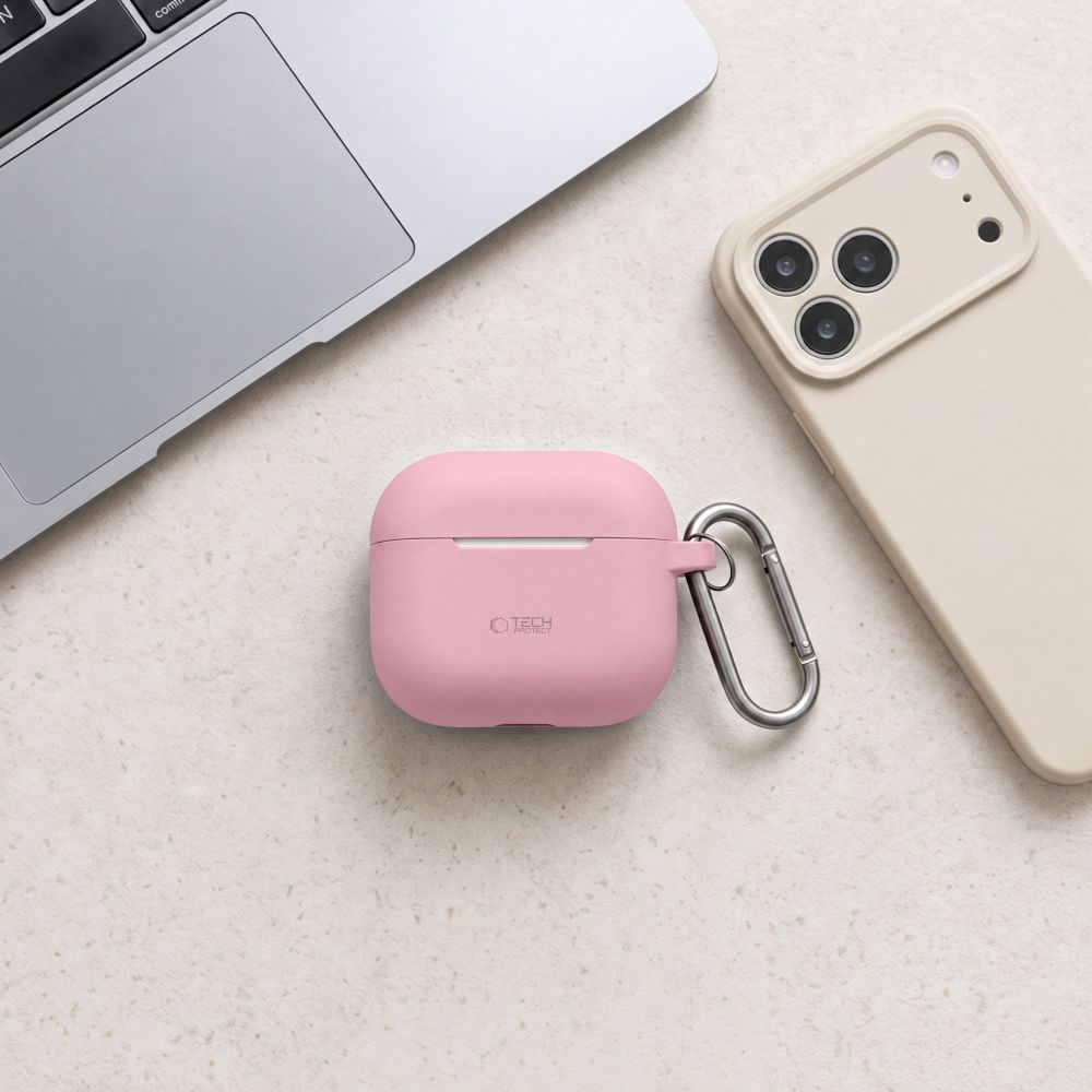Tech-Protect AirPods 4 Deksel Silicone Hook Rosa