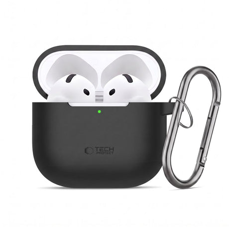 Tech-Protect AirPods 4 Deksel Silicone Hook Svart