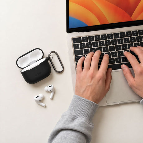 Tech-Protect AirPods 4 Deksel Silicone Hook Svart