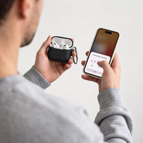 Tech-Protect AirPods 4 Deksel Silicone Hook Svart