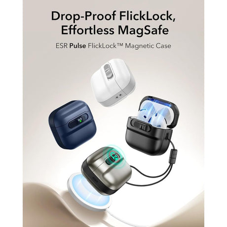 ESR AirPods 4/5 Deksel Pulse FlickLock HaloLock Svart