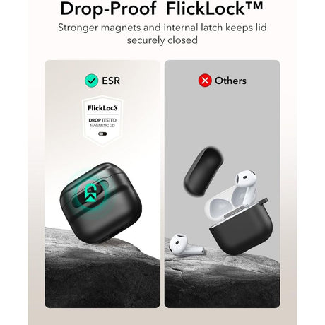 ESR AirPods 4/5 Deksel Pulse FlickLock HaloLock Svart