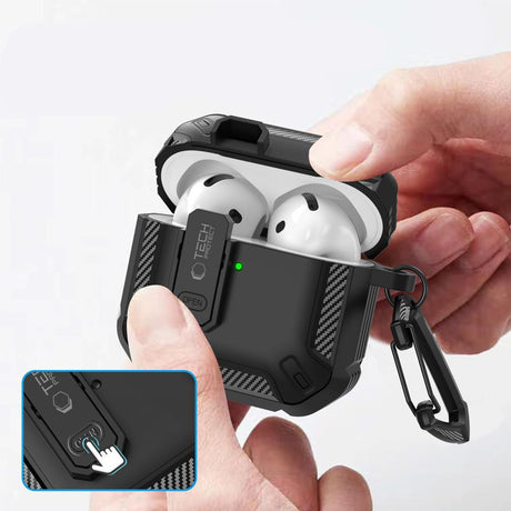 Tech-Protect AirPods 4 Deksel Carbonox Svart