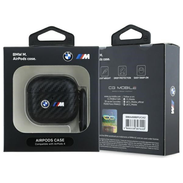 BMW AirPods 4 Deksel Carbon Double Logo Svart