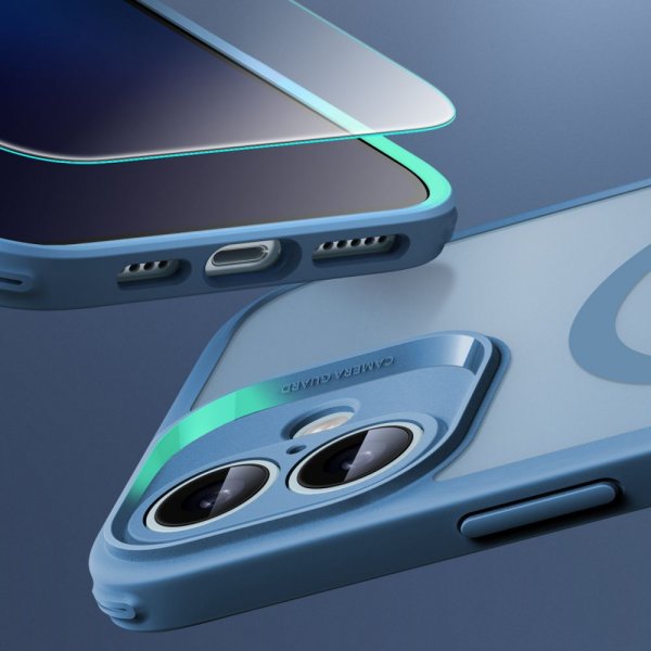 ESR iPhone 16 Deksel og Skjermbeskytter Classic Hybrid Pro Set Blå