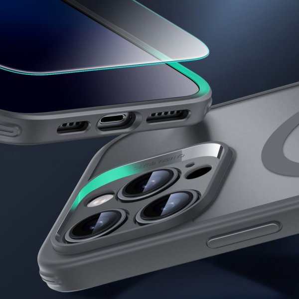 ESR iPhone 16 Pro Max Deksel og Skjermbeskytter Classic Hybrid Pro Set Grå