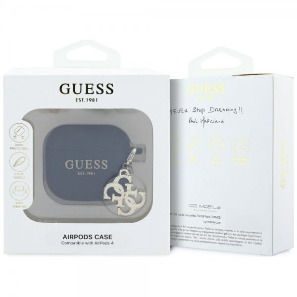 Guess AirPods 4 Deksel Classic Logo 4G Charm Svart