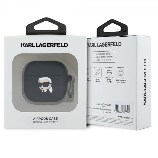 Karl Lagerfeld AirPods 4 Deksel Karl 3D Svart