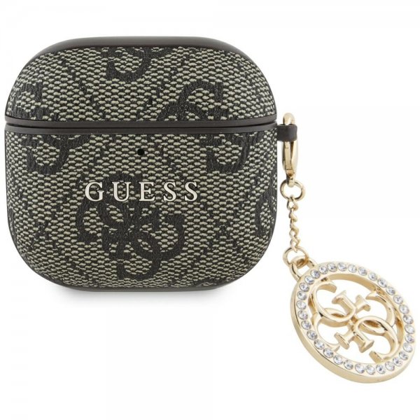 Guess AirPods 4 Deksel Classic Logo 4G Charm Brun