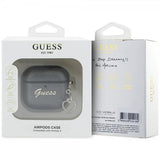 Guess AirPods 4 Deksel Metallic Script Charm Svart