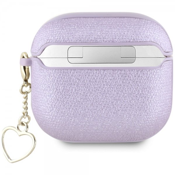 Guess AirPods 4 Deksel Metallic Script Charm Lilla