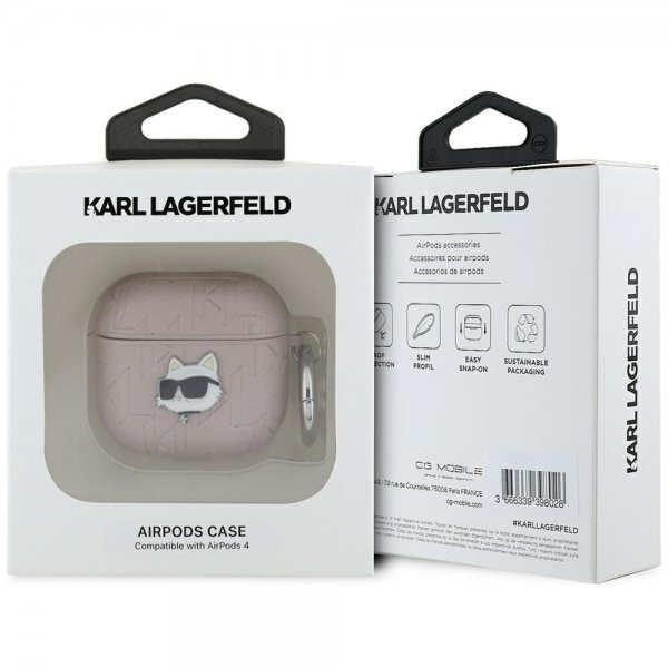 Karl Lagerfeld AirPods 4 Deksel Monogram Choupette Rosa