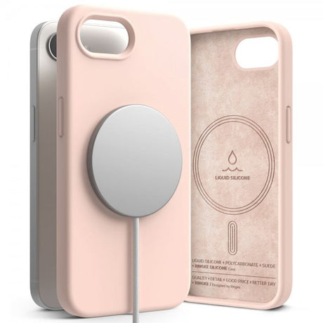Ringke iPhone 16e/iPhone 17e Deksel Silicone Magnetic Pink Sand