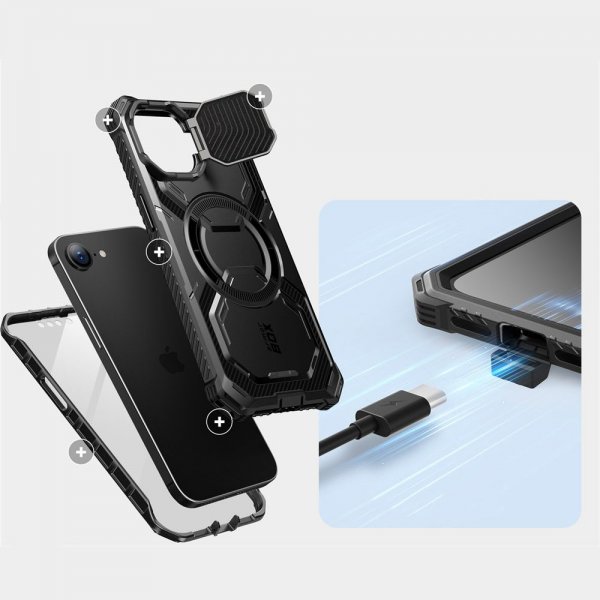 Supcase iPhone 16e/iPhone 17e Deksel ArmorBox MagSafe Svart
