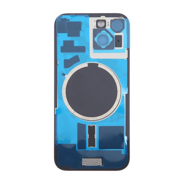 iPhone 15 baksideglass med magnet og kameralinse - svart