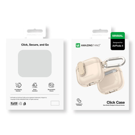 Amazingthing AirPods 4/5 Deksel Minimal Click Beige