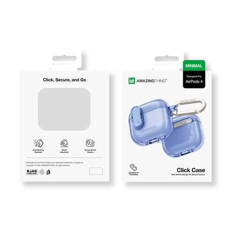 Amazingthing AirPods 4/5 Deksel Minimal Click Blå