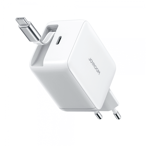 Joyroom 67W Vegglader med innebygd USB-C kabel & USB-C uttak Hvit