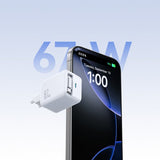 Joyroom 67W Vegglader med innebygd USB-C kabel & USB-C uttak Hvit