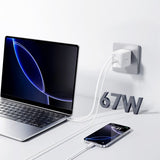 Joyroom 67W Vegglader med innebygd USB-C kabel & USB-C uttak Hvit