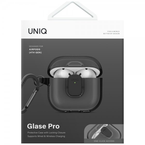 UNIQ AirPods 4 Deksel Glase Pro Svart