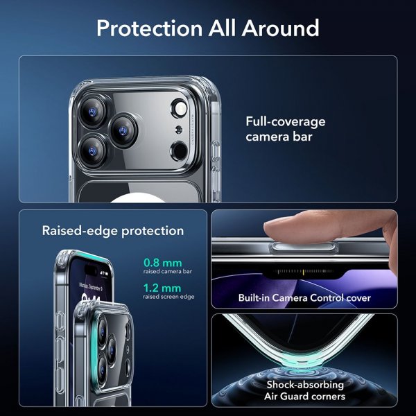 ESR iPhone 17 Pro Deksel og Skjermbeskytter Classic Hybrid MagSafe Set Transparent