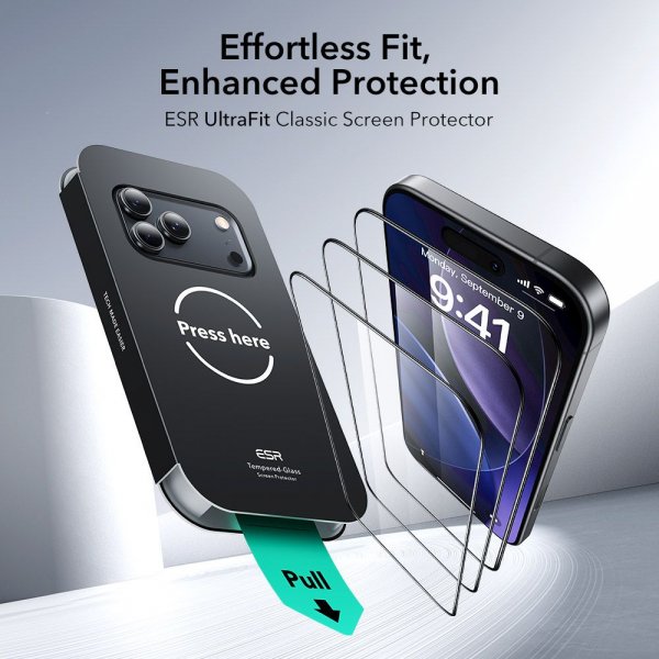 ESR iPhone 17 Pro Max Skjermbeskytter UltraFit 2-pakning