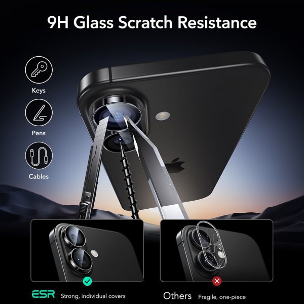 ESR iPhone 16/iPhone 16 Plus/iPhone 17 Kamerabeskytter Armorite Svart