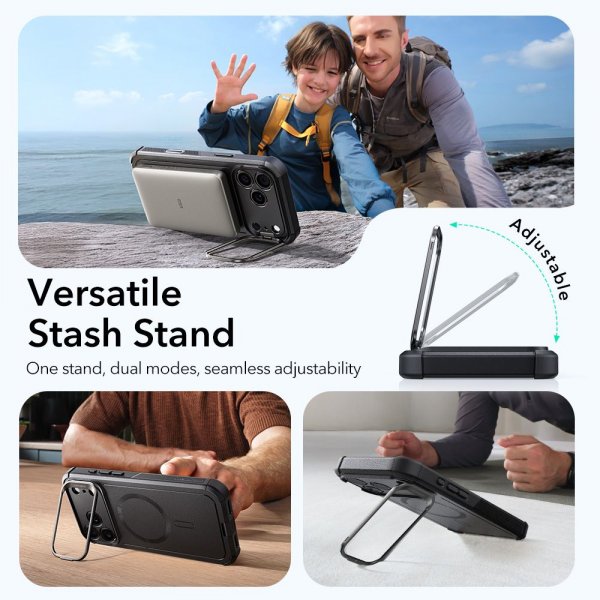 ESR iPhone 17 Pro Deksel Cyber ​​Tough Kickstand MagSafe Svart