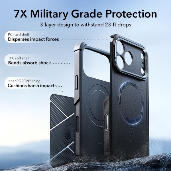 ESR iPhone 17 Pro Max Deksel Cyber ​​Tough Kickstand MagSafe Svart
