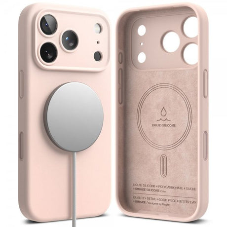 Ringke iPhone 17 Pro Deksel Silicone Magnetic Pink Sand