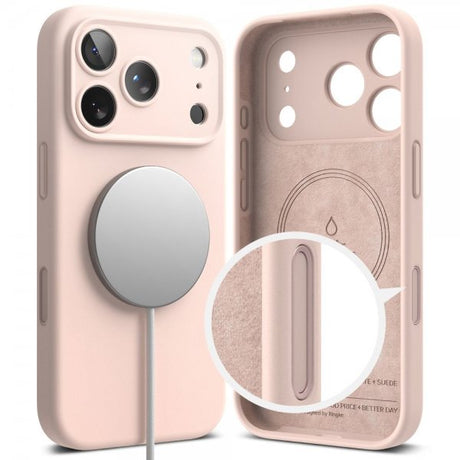 Ringke iPhone 17 Pro Deksel Silicone Magnetic Pink Sand