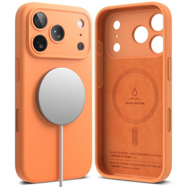 Ringke iPhone 17 Pro Deksel Silicone Magnetic Tangerine