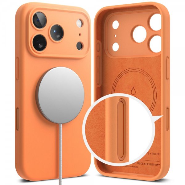 Ringke iPhone 17 Pro Deksel Silicone Magnetic Tangerine