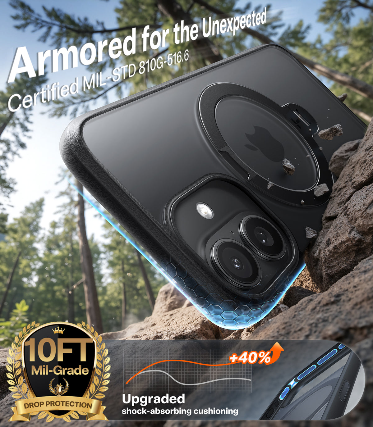 Torras iPhone 17 Deksel Ostand Q3 Spin Obsidian Black