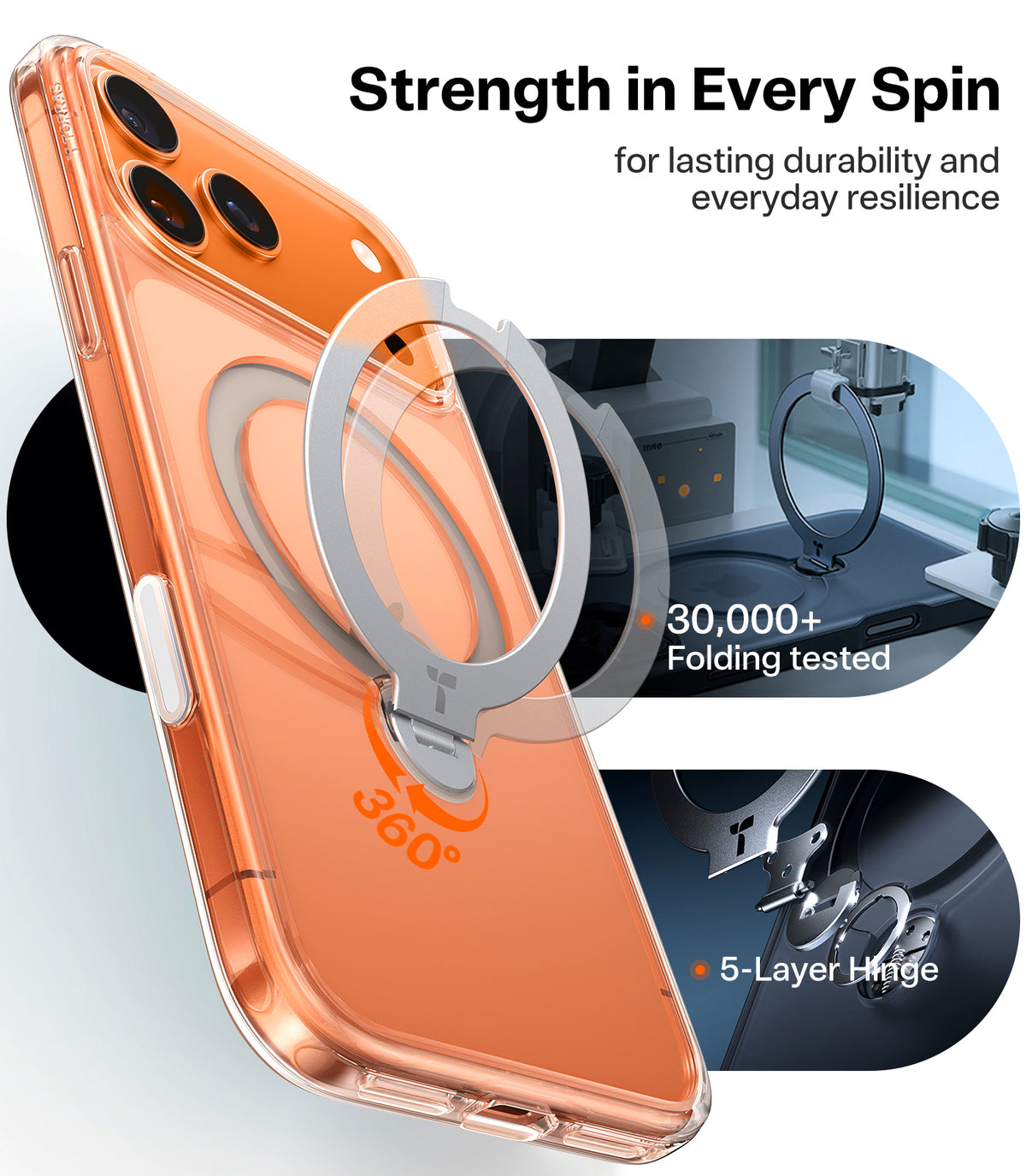 Torras iPhone 17 Pro Max Deksel Ostand Q3 Spin Klar